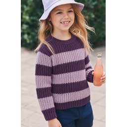 كنزة صوفية مخططة للأطفال من 2-8 سنوات - بنفسجي Children's Striped Knit Sweater 2-8 Years - Purple