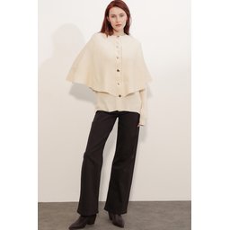 كارديجان نسائي تريكو بستايل الكاب 15967 - كريمي Women's Cape Style Knit Cardigan 15967 - Cream