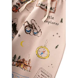 بنطلون أطفال مطبوع من 2-7 سنوات - بيج Printed Kids Trousers for 2-7 Years - Beige