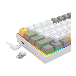 كيبورد ألعاب ميكانيكي ريدراجون K530RGB-PRO دراكونيك | أصفر/أبيض/رمادي، لاسلكي 3 مودات، مفاتيح Hot-swap، إضاءة RGB Redragon K530RGB-PRO Draconic Wireless Mechanical Gaming Keyboard | Yellow/White/Gray, 60% Compact, Hot-Swap, RGB, Bluetooth