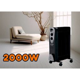 مدفأة زيت كهربائية هاوسبيرغ Hausberg بقوة 2000W – أسود Hausberg HB-8909NG Electric Oil-Filled Radiator - 2000W - Black