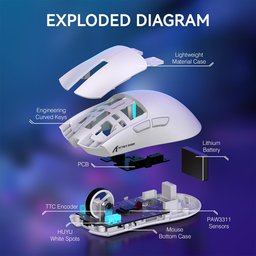 ماوس ألعاب أتاك شارك X11 لاسلكي ثلاثي الاتصال مع قاعدة شحن مغناطيسية وإضاءة RGB ATTACK SHARK X11 Tri-Mode Wireless Gaming Mouse with Magnetic Charging Dock