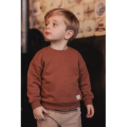 سويتشيرت أطفال 2-12 سنة - لون قرميدي Kids' Sweatshirt 2-12 Years - Terracotta