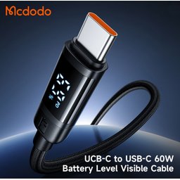 كابل بيانات MC Digial Display UCB-C إلى USB-C 60 واط بطول 1.2 متر MC Digial Display UCB-C to USB-C 60W Data Cable 1.2m