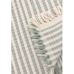 بطانية موسلين 4 طبقات بشرابات 80x120 سم - خطوط خضراء Four-Layer Muslin Blanket with Tassels 80x120 cm - Green Striped