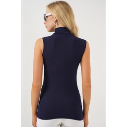 بودي نسائي بدون أكمام 4348 - كحلي Women's Sleeveless Bodysuit 4348 - Navy Blue
