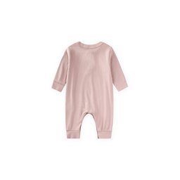 تولوم أطفال مضلع بأساور - وردي بودرة (0-3 سنوات) Ribbed Cuffed Baby Romper - Powder Pink (0-3 Years)