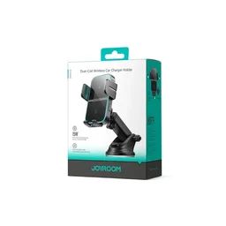 حامل وشاحن سيارة لاسلكي سريع بقفل تلقائي من جويروم Joyroom Smart Drive 15W Dual-Coil Fast Wireless Car Charger