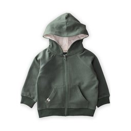 جاكيت بغطاء رأس بسحاب للأطفال 1-14 سنة - كاكي Hooded Zipper Cardigan for Kids 1-14 Years - Khaki Green