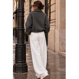 جاكيت نسائي بسحاب وتفاصيل حزام - أنثراسيت 0784 Women's Belt Detailed Zipper Jacket 0784 - Anthracite