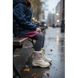 بوت بناتي MUGGO TİGGER مبطن بالفرو برباط وشريط لاصق - بيج MUGGO TİGGER Girls' Fur-Lined Lace-Up and Velcro Boots - Beige
