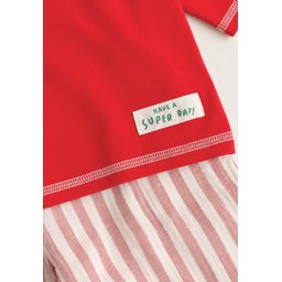 طقم بنطلون بقصة واسعة للأطفال 2-10 سنوات - أحمر Wide-Cut Trousers Set for Kids 2-10 Years - Red