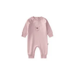 سالوبيت أطفال مطرز بالدب - بودرة (0-3 سنوات) Bear Embroidered Baby Romper - Powder (0-3 Years)