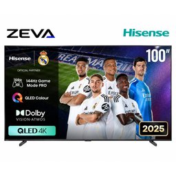 شاشة هايسنس 100 إنش QLED 4K ذكية مع معدل تحديث 144Hz وتقنية Dolby Vision Hisense 100-Inch QLED 4K Smart TV with 144Hz Refresh Rate and Dolby Vision