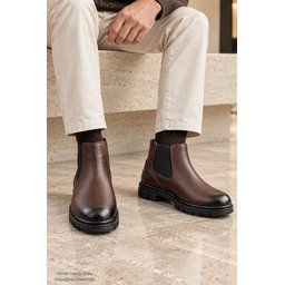 حذاء تشيلسي رجالي Muggo HARD شتوي جلد طبيعي بنعل سميك - بني Muggo HARD Men's Genuine Leather Thick Sole Winter Chelsea Boots - Brown