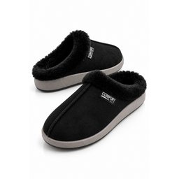 شبشب منزلي رجالي شتوي LAFONT من Muggo مبطن بالفرو ونعل مريح - أسود Muggo LAFONT Men's Winter Home Slippers - Fur Lined, Comfortable Sole - Black