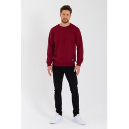 سويتشيرت رجالي بياقة دائرية وتفاصيل ملصق، مبطن بالقطن - BORDO Men's Crew Neck Cotton Lined Sweatshirt with Label Detail - BORDO