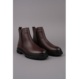 حذاء Muggo CHELSEY رجالي شتوي جلد طبيعي بسحاب مزدوج - بني Muggo CHELSEY Men's Genuine Leather Double Zipper Winter Boots - Brown