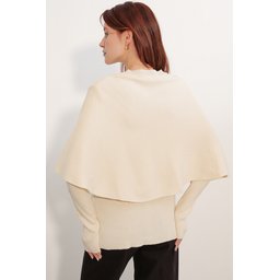 كارديجان نسائي تريكو بستايل الكاب 15967 - كريمي Women's Cape Style Knit Cardigan 15967 - Cream