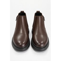 حذاء تشيلسي رجالي MUGGO LENOX جلد طبيعي بسحاب ونعل سميك - بني MUGGO LENOX Men's Genuine Leather Chelsea Boots with Zipper & Chunky Sole - Brown