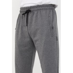 بنطلون رياضي رجالي أنثراسيت برباط عند الكاحل وسحاب جانبي Men's Anthracite Jogger Sweatpants with Ribbed Cuffs and Zipper Pockets