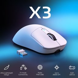ماوس ألعاب أتاك شارك X3 فائق الخفة، لاسلكي ثلاثي الاتصال وقابل للشحن ATTACK SHARK X3 Ultra-Lightweight Tri-Mode Wireless Gaming Mouse