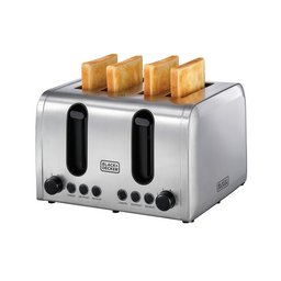محمصة من بلاك+ديكر ET444-B5 سعة 4 شرائح 2100 واط من الستانلس ستيل Black&Decker ET444-B5 4 SLICE TOASTER 2100W Stainless steel