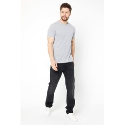 تي شيرت رجالي قطن 100% بقصة عادية وياقة دائرية - رمادي Men's 100% Cotton Regular Fit Crew Neck Basic T-Shirt - Grey