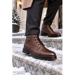 حذاء MUGGO ORVEN رجالي كلاسيك كاجوال برباط من الجلد الطبيعي - بني MUGGO ORVEN Men's Genuine Leather Lace-Up Classic Casual Boots - Brown