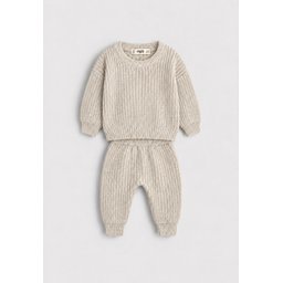 طقم تريكو سيلانيك للأطفال 1-5 سنوات - لون طبيعي Selanik Knitwear Set for Kids 1-5 Years - Natural Color