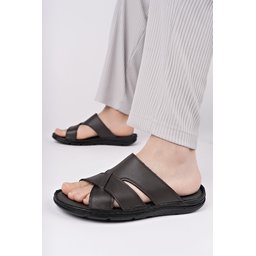 شبشب Muggo رجالي جلدي طبي مريح - بني Muggo Men's Genuine Leather Orthopedic Comfort Slippers - Brown