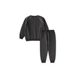 طقم سويت شيرت بطبعة كاريوكا مبطن للأطفال 2-10 سنوات - أنثراسيت Kids' Printed Carioca Detail Brushed Sweatshirt Set 2-10 Years - Anthracite