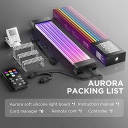 غطاء كيبل الطاقة آسيا هورس Aurora ARGB بمنفذ 24-Pin مع إضاءة RGB ووحدة تحكم وريموت – أسود AsiaHorse Aurora 24Pin ARGB PSU Cover - Black (Controller + Remote)
