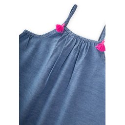 فستان جينز بناتي بحمالات للأعمار 1-7 سنوات - أزرق Girls' Strappy Denim Dress 1-7 Years - Blue