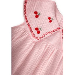 فستان موسلين مطرز للبنات 2-5 سنوات - وردي Muslin Embroidered Dress for Girls 2-5 Years - Pink