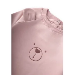 سالوبيت أطفال مطرز بالدب - بودرة (0-3 سنوات) Bear Embroidered Baby Romper - Powder (0-3 Years)