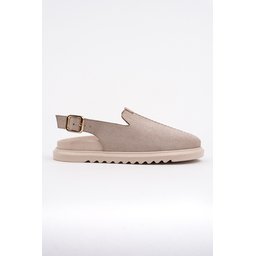 صندل نسائي Muggo BUCKLE من الجلد السويدي بكعب مسطح ومقدمة مغلقة - بيج Muggo BUCKLE Suede Leather Adjustable Buckle Casual Closed Toe Women's Sandals - Beige