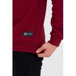 سويتشيرت رجالي بياقة دائرية وتفاصيل ملصق، مبطن بالقطن - BORDO Men's Crew Neck Cotton Lined Sweatshirt with Label Detail - BORDO