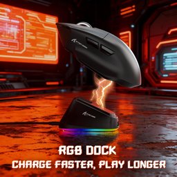 ماوس ألعاب أتاك شارك V6 فائق الخفة، ثلاثي الاتصال مع قاعدة شحن مغناطيسية RGB ATTACK SHARK V6 Ultra-Light Tri-Mode Gaming Mouse with RGB Magnetic Charging Dock