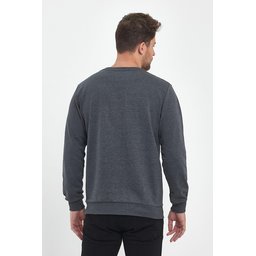 طقم سويت شيرت رجالي 3 قطع بقصة عادية وياقة دائرية وتطريز - أسود، كحلي، أنثراسيت Men's Black-Navy-Anthracite Crew Neck Embroidered Regular Fit 3-Pack Sweatshirt