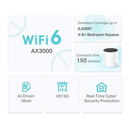 راوتر تي بي لنك ديكو X55 (سيت ثلاث قطع) واي فاي 6  WiFi 6 System TP-Link Router Deco X55 AX3000 3-Pack Whole Home Mesh