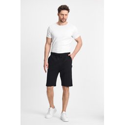 شورت رجالي مريح بقصة عادية بخصر مطاطي وجيوب جانبية - أسود-فحمي (عبوة من 2) Men's Black-Anthracite Regular Fit Comfortable Shorts with Elastic Waist and Side Pockets - 2-Pack