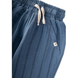 بنطلون شالوار موسلين للأطفال 1-6 سنوات - نيلي بخطين مزدوجين Muslin Harem Pants for Kids 1-6 Years - Indigo Double Striped