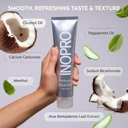 اينوبرو معجون أسنان بالنعناعيبيض، يقوي المينا، ويحافظ على انتعاش النفس INOPRO Whitening Probiotic Sulfate Free Peppermint Toothpaste 142g