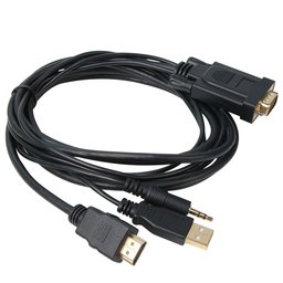 كيبل تحويل VCOM من HDMI ذكر إلى VGA ذكر مع منفذ صوت، بطول 1.8 متر VCOM HDMI Male to VGA Male Cable with Audio 1.8M