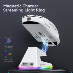 ماوس ألعاب أتاك شارك X6 فائق الخفة مع قاعدة شحن مغناطيسية وإضاءة RGB ATTACK SHARK X6 Tri-Mode Wireless Gaming Mouse with Magnetic Charging Dock