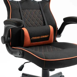 كرسي ألعاب بورودو جيمينج مريح وقابل للتعديل (باللون الأسود والبرتقالي) Porodo Gaming Chair with Fabric Covered Cushion and Class 3 Gas Lift