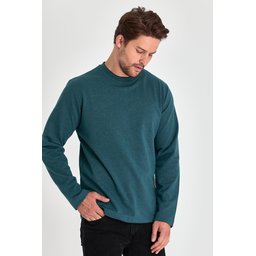 سويت شيرت رجالي بترولي بقبة دائرية وقصة مريحة Men's Petrol Crew Neck Standard Fit Sweatshirt