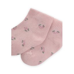 جوارب أطفال بناتي بنقشة زهور - وردي بودرة (0-4 سنوات) Baby Girl Floral Pattern Ankle Socks - Powder Pink (0-4 Years)