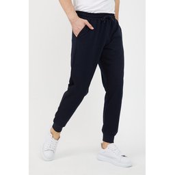 بنطلون رياضي رجالي كحلي بجيب، قصة عادية ومريحة Men's Navy Blue Jogger Pants with Pockets, Standard Fit, Comfortable